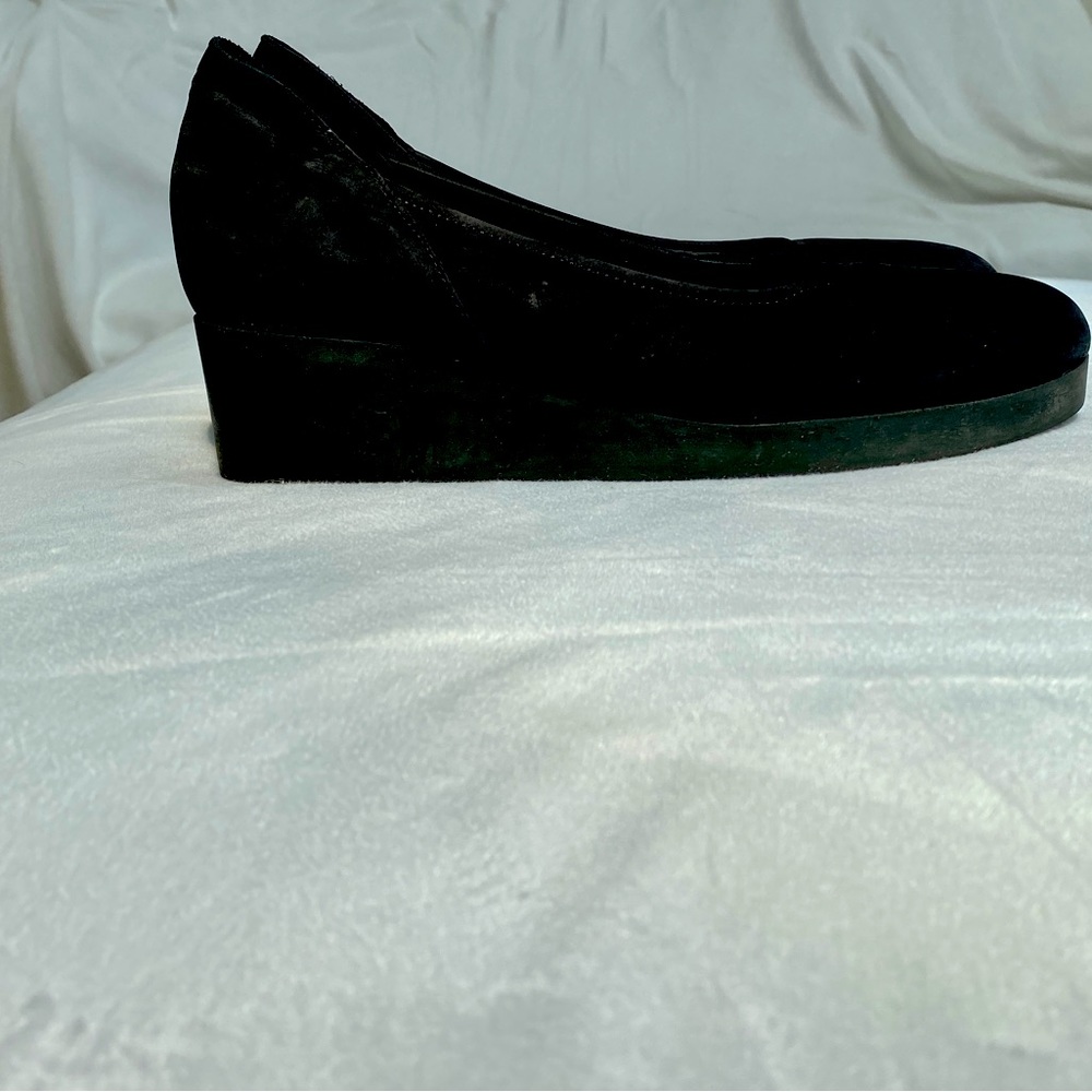 Arche Black Suede Wedges, leather lined slip on shoes. Size 39.